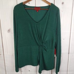 Jennifer Lopez Green Twist Front Blouse XL